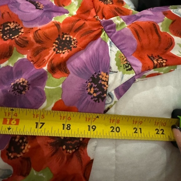 1970’s Floral Flower Power Womens Collared Blouse Bow Tie Top Medium Vintage - Picture 8 of 10